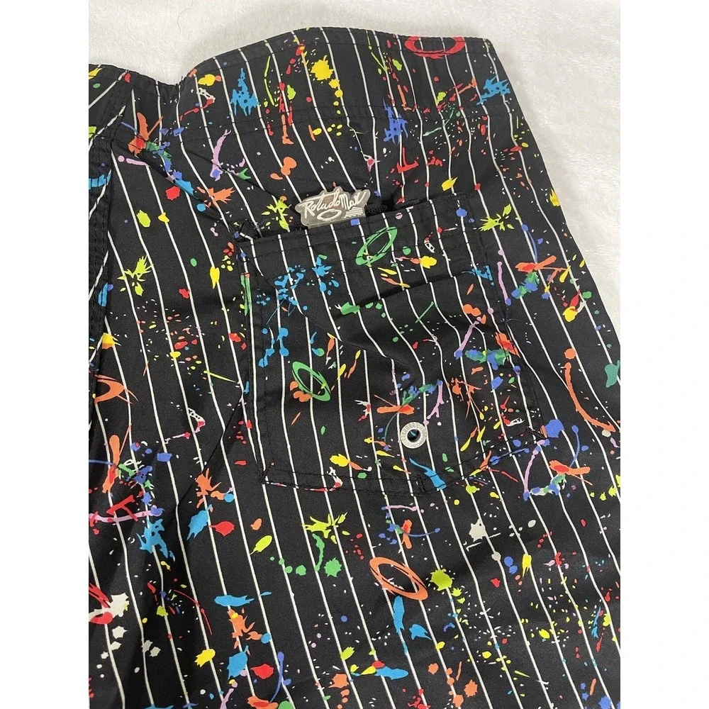 Surf Swim Shorts‎ Trunks Surf Sz 36 Black Art Paints Brazilian Rota Do Mar NEW